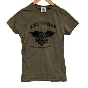 Las Vegas House of Blues‎ Tee Shirt Olive Green Slim Fit Music Travel Souvenir